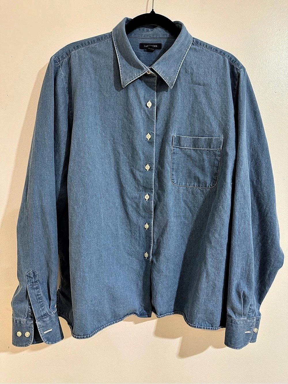 Lands’ End 100% Cotton Denim Button Down Shirt 2X